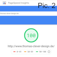 This number 100 from the Google Page Speed Insights result evaluates the HTML-, CSS- and integration of the images.